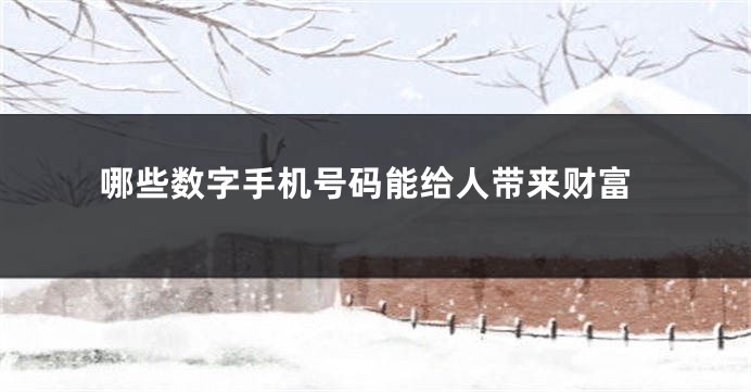 哪些数字手机号码能给人带来财富