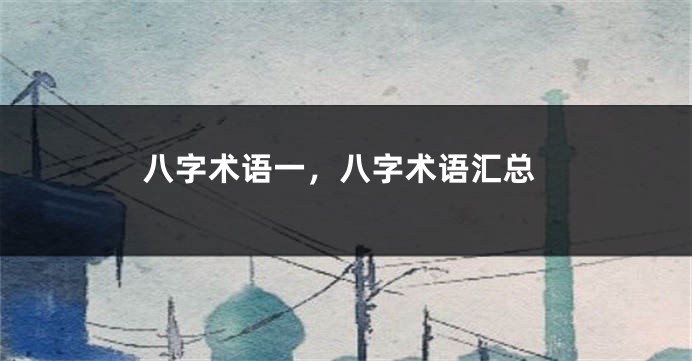 八字术语一，八字术语汇总
