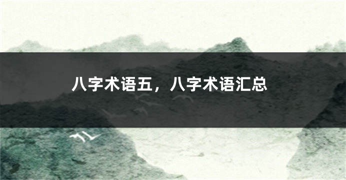 八字术语五，八字术语汇总