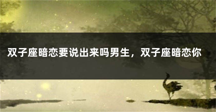 双子座暗恋要说出来吗男生，双子座暗恋你