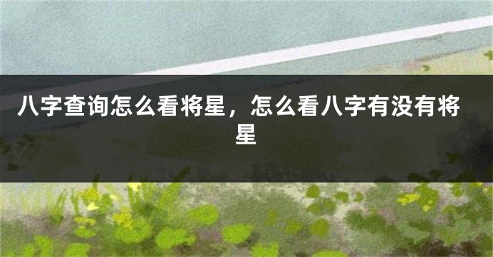 八字查询怎么看将星，怎么看八字有没有将星