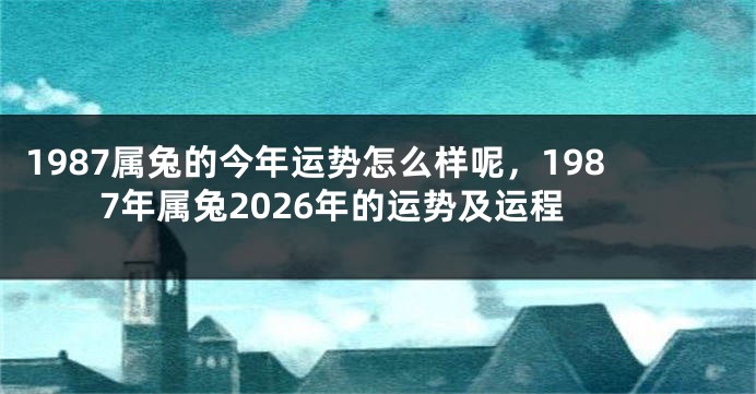 1987属兔的今年运势怎么样呢，1987年属兔2026年的运势及运程