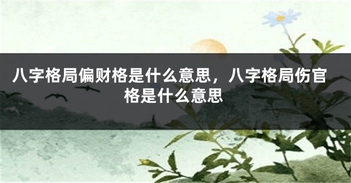 八字格局偏财格是什么意思，八字格局伤官格是什么意思