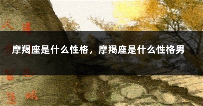 摩羯座是什么性格，摩羯座是什么性格男