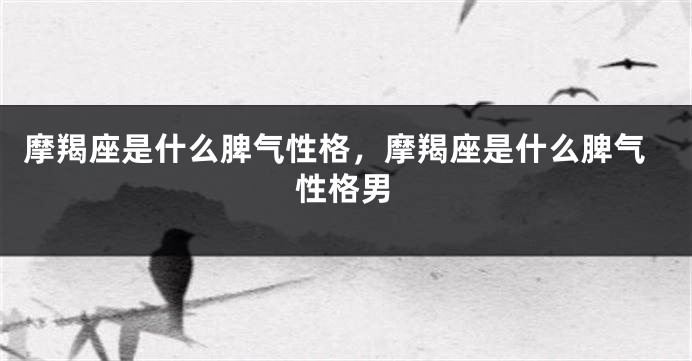 摩羯座是什么脾气性格，摩羯座是什么脾气性格男