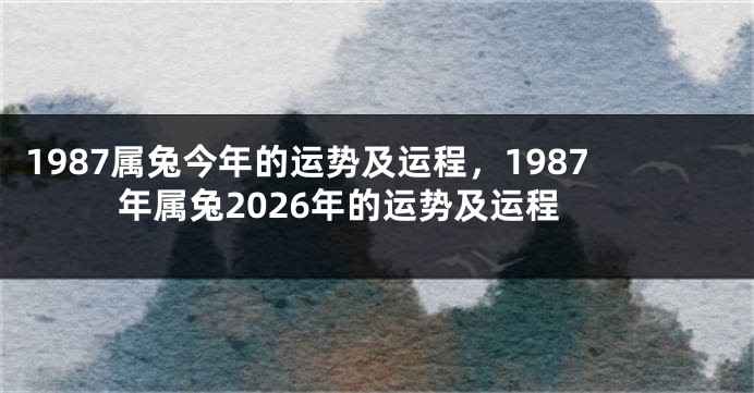 1987属兔今年的运势及运程，1987年属兔2026年的运势及运程