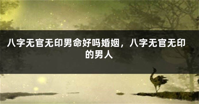 八字无官无印男命好吗婚姻，八字无官无印的男人