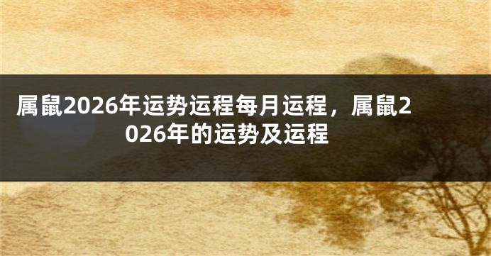 属鼠2026年运势运程每月运程，属鼠2026年的运势及运程