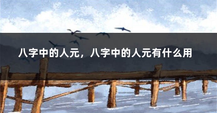 八字中的人元，八字中的人元有什么用