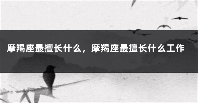摩羯座最擅长什么，摩羯座最擅长什么工作