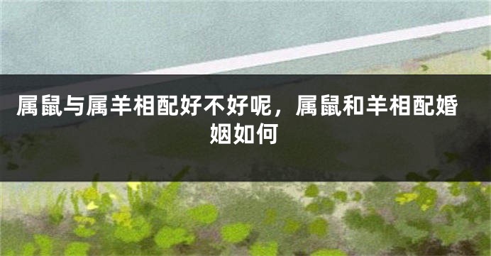 属鼠与属羊相配好不好呢，属鼠和羊相配婚姻如何