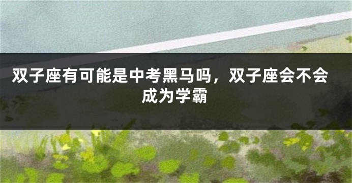 双子座有可能是中考黑马吗，双子座会不会成为学霸