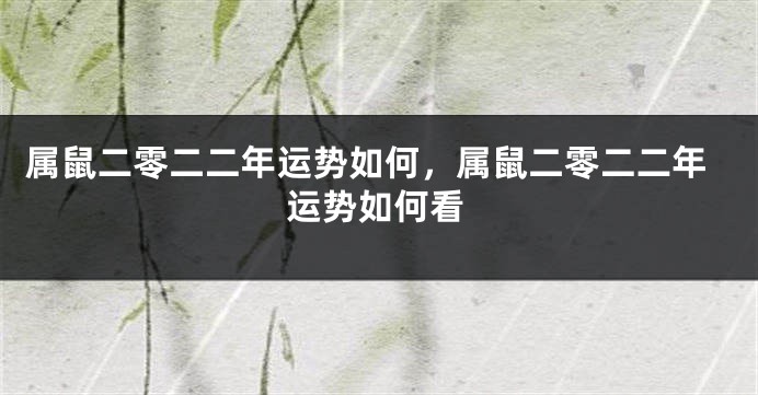 属鼠二零二二年运势如何，属鼠二零二二年运势如何看