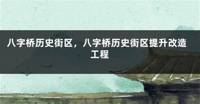 八字桥历史街区，八字桥历史街区提升改造工程