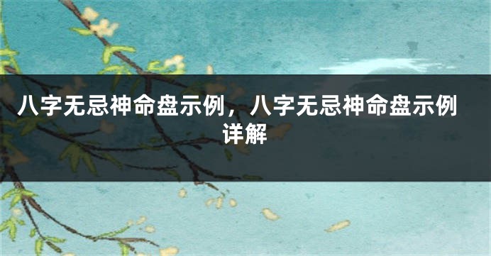 八字无忌神命盘示例，八字无忌神命盘示例详解