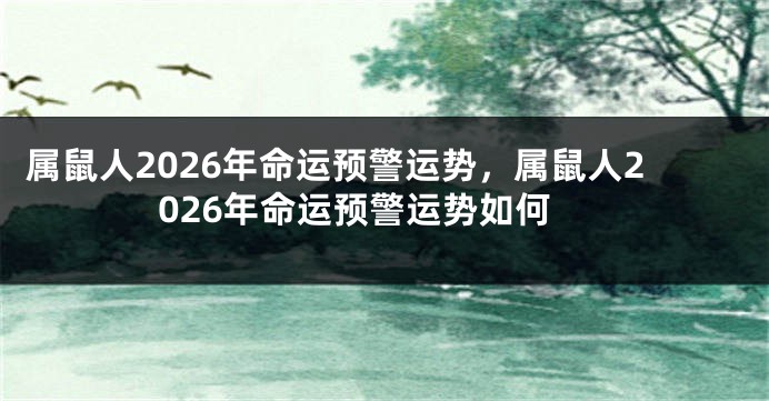 属鼠人2026年命运预警运势，属鼠人2026年命运预警运势如何