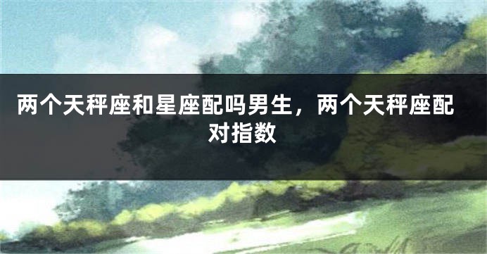 两个天秤座和星座配吗男生，两个天秤座配对指数