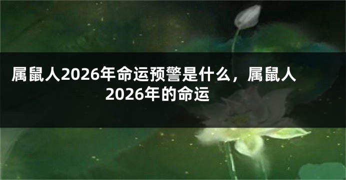属鼠人2026年命运预警是什么，属鼠人2026年的命运