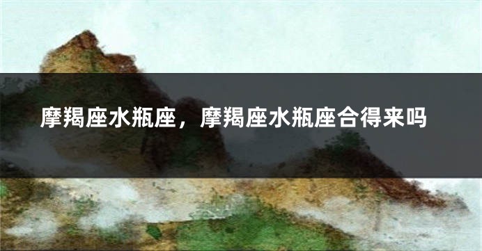 摩羯座水瓶座，摩羯座水瓶座合得来吗