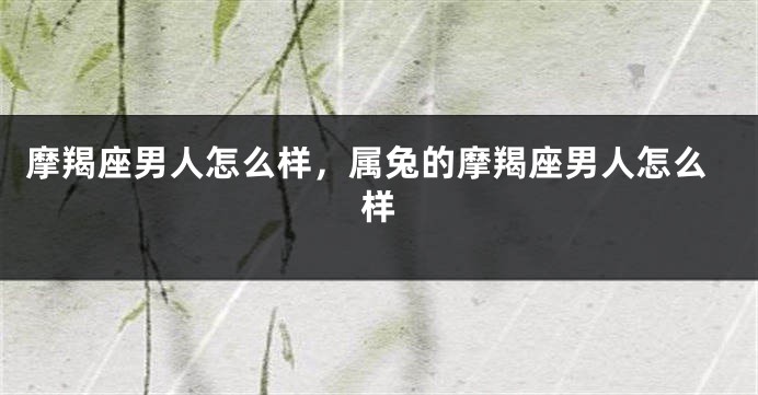 摩羯座男人怎么样，属兔的摩羯座男人怎么样
