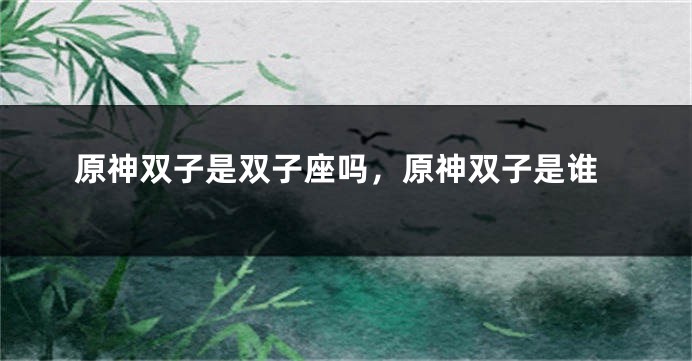 原神双子是双子座吗，原神双子是谁