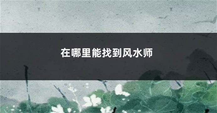 在哪里能找到风水师