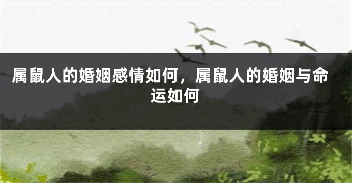 属鼠人的婚姻感情如何，属鼠人的婚姻与命运如何