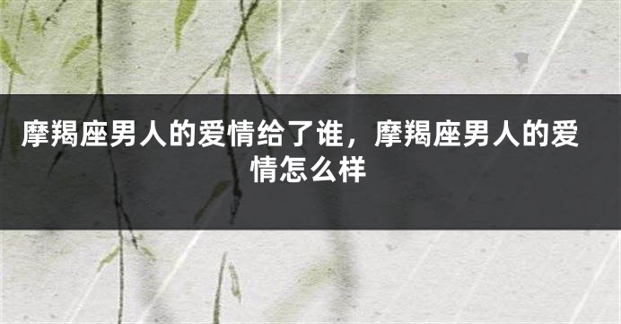 摩羯座男人的爱情给了谁，摩羯座男人的爱情怎么样