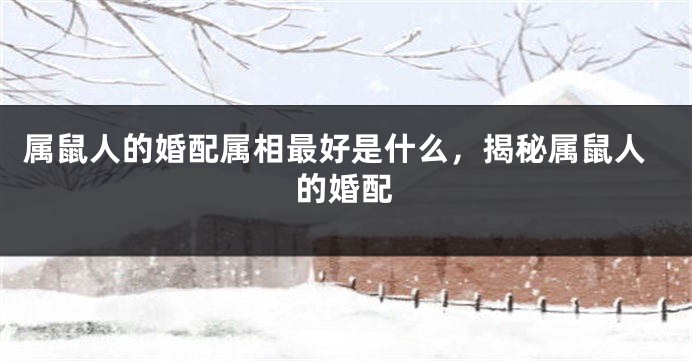 属鼠人的婚配属相最好是什么，揭秘属鼠人的婚配