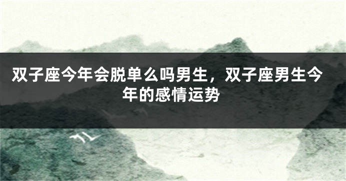 双子座今年会脱单么吗男生，双子座男生今年的感情运势