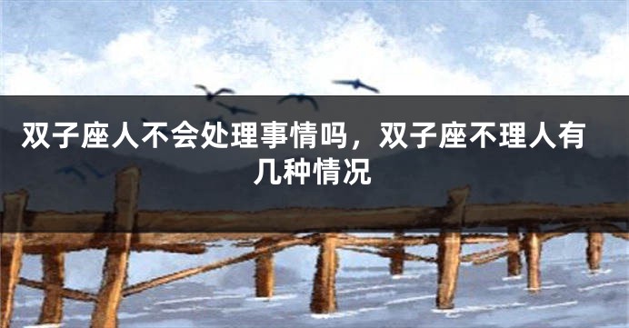 双子座人不会处理事情吗，双子座不理人有几种情况