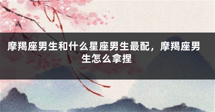 摩羯座男生和什么星座男生最配，摩羯座男生怎么拿捏