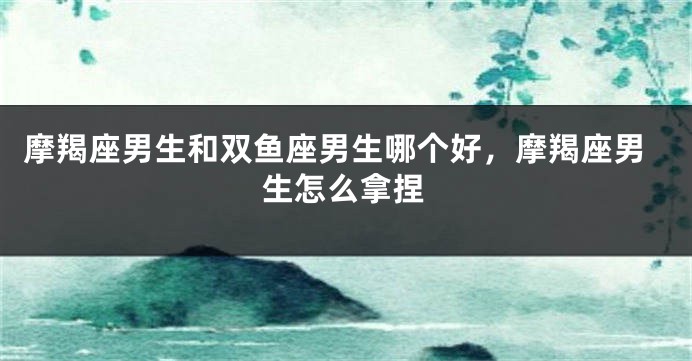 摩羯座男生和双鱼座男生哪个好，摩羯座男生怎么拿捏