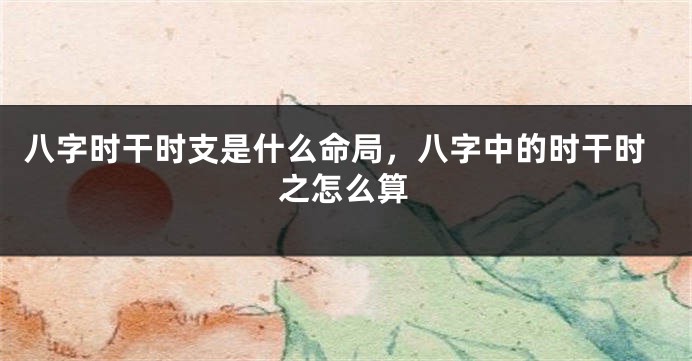 八字时干时支是什么命局，八字中的时干时之怎么算