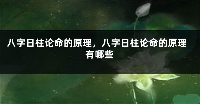 八字日柱论命的原理，八字日柱论命的原理有哪些