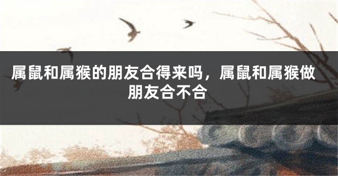 属鼠和属猴的朋友合得来吗，属鼠和属猴做朋友合不合