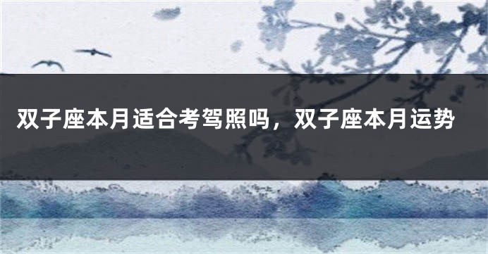 双子座本月适合考驾照吗，双子座本月运势