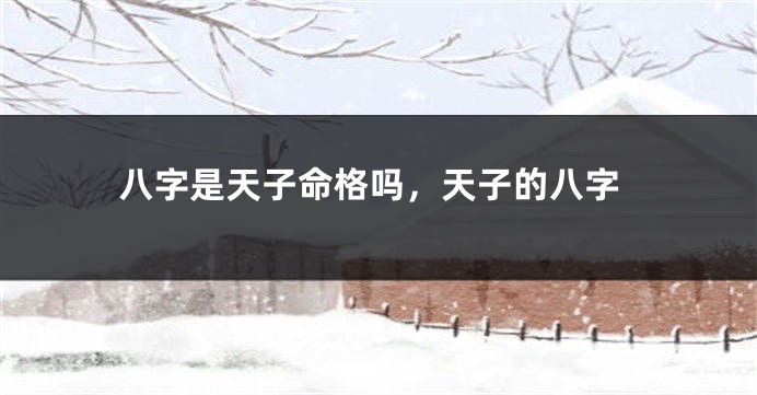 八字是天子命格吗，天子的八字