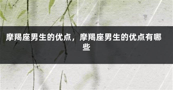 摩羯座男生的优点，摩羯座男生的优点有哪些