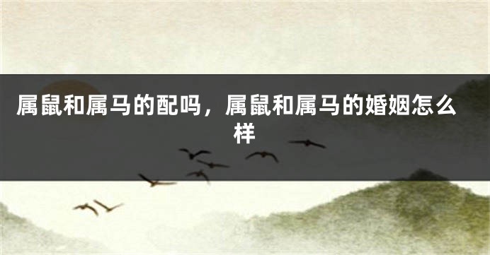属鼠和属马的配吗，属鼠和属马的婚姻怎么样