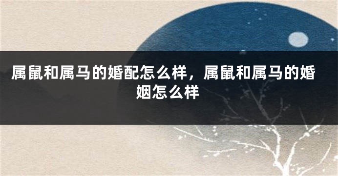 属鼠和属马的婚配怎么样，属鼠和属马的婚姻怎么样