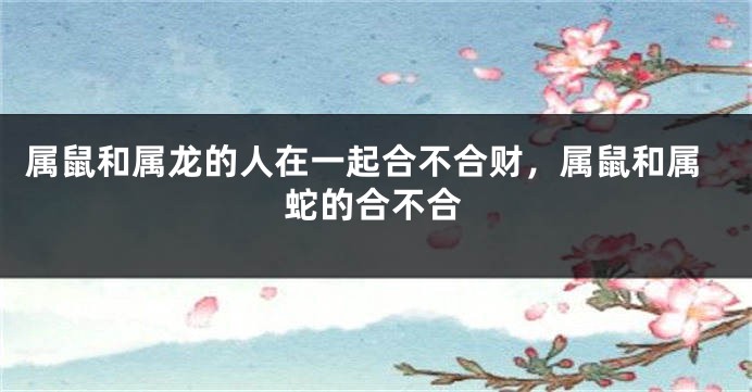 属鼠和属龙的人在一起合不合财，属鼠和属蛇的合不合