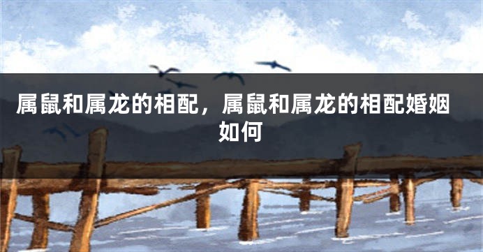 属鼠和属龙的相配，属鼠和属龙的相配婚姻如何