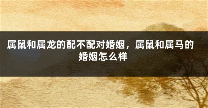 属鼠和属龙的配不配对婚姻，属鼠和属马的婚姻怎么样