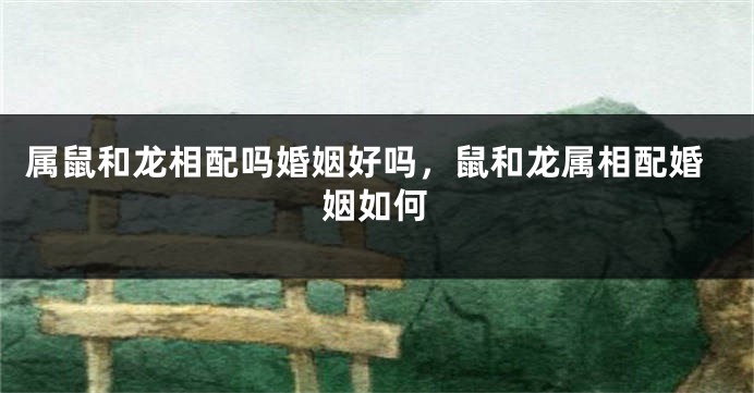 属鼠和龙相配吗婚姻好吗，鼠和龙属相配婚姻如何