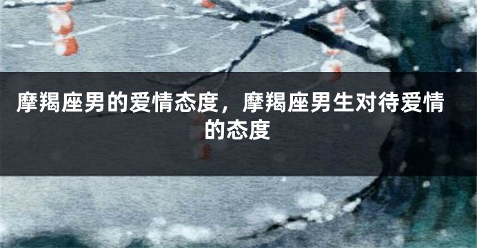 摩羯座男的爱情态度，摩羯座男生对待爱情的态度