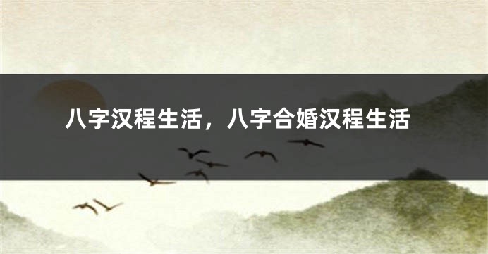 八字汉程生活，八字合婚汉程生活