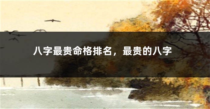 八字最贵命格排名,最贵的八字