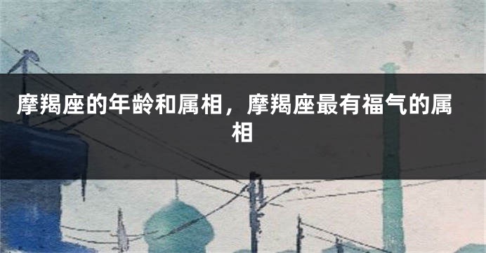 摩羯座的年龄和属相，摩羯座最有福气的属相