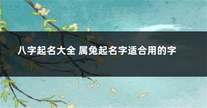 八字起名大全 属兔起名字适合用的字